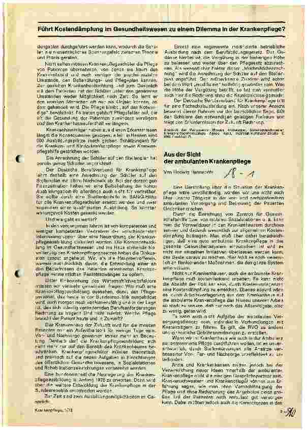 Vorschauseite 2: Führt Kostendämpfung im Gesundheitswesen zu einem Dilemma in der Krankenpflege?