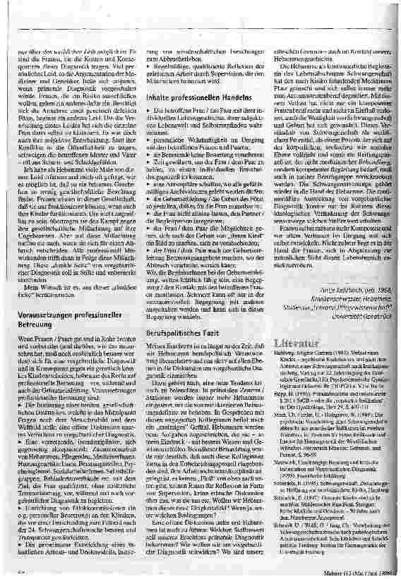 Vorschauseite 4: Tabu - und trotzdem Routine Vorgeburtliche Diagnostik und die Praxis des eingeleiteten Todes