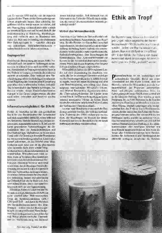 Vorschauseite 2: Bittere Pillen für den Verbraucherschutz Novellierung des Arzneimittelgesetzes
