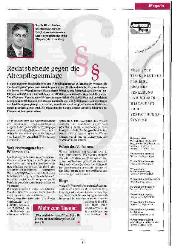 Vorschauseite 1: Rechtsbehelfe gegen die Alltenpflegeumlage