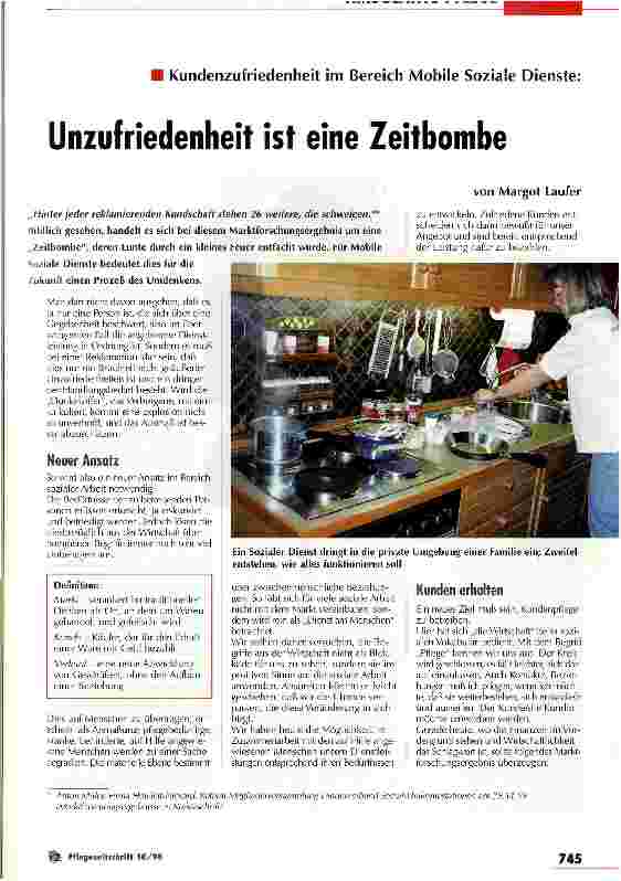 Vorschauseite 1: Unzufriedenheit ist eine Zeitbombe Kundenzufriedenheit im Bereich Mobile Soziale Dienste