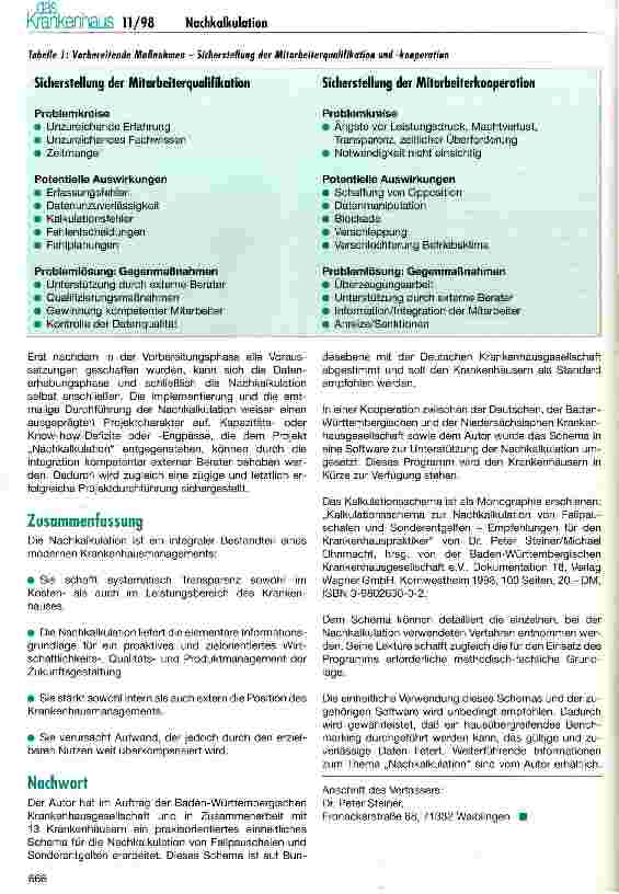 Vorschauseite 6: Die Bedeutung der Nachkalkulation für das Kosten-, Qualitätsund Produktmanagement im Krankenhaus