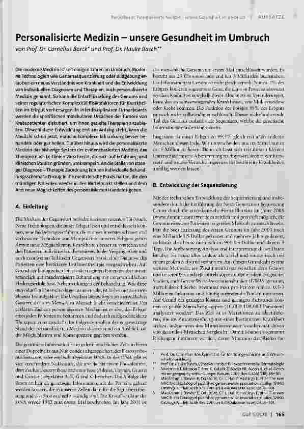 Vorschauseite 1: Personalisierte Medizin unsere Gesundheit im Umbruch