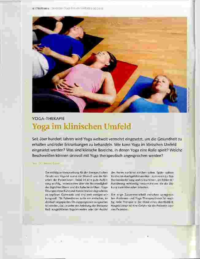 Vorschauseite 1: Yoga im klinischen Umfeld