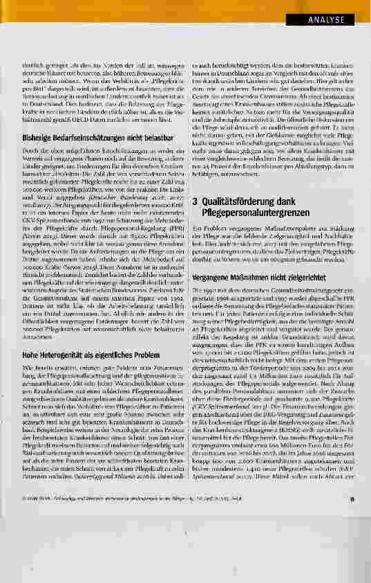 Vorschauseite 3: Verbesserte Bedingungen in der Pflege zur aktuellen Diskussion um Bedarf und Instrumente