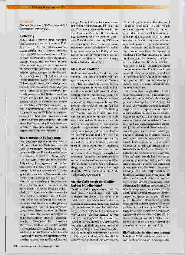 Vorschauseite 2: Biofilm und Debridement beim Diabetischen Fußsyndrom