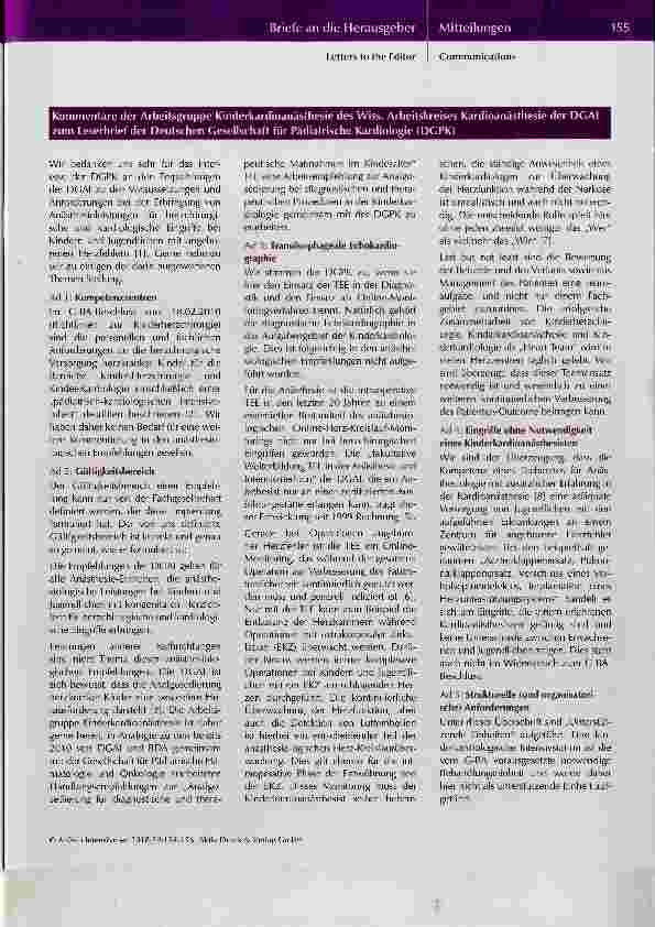 Vorschauseite 2: Stellungnahme zur DGAI-Empfehlung