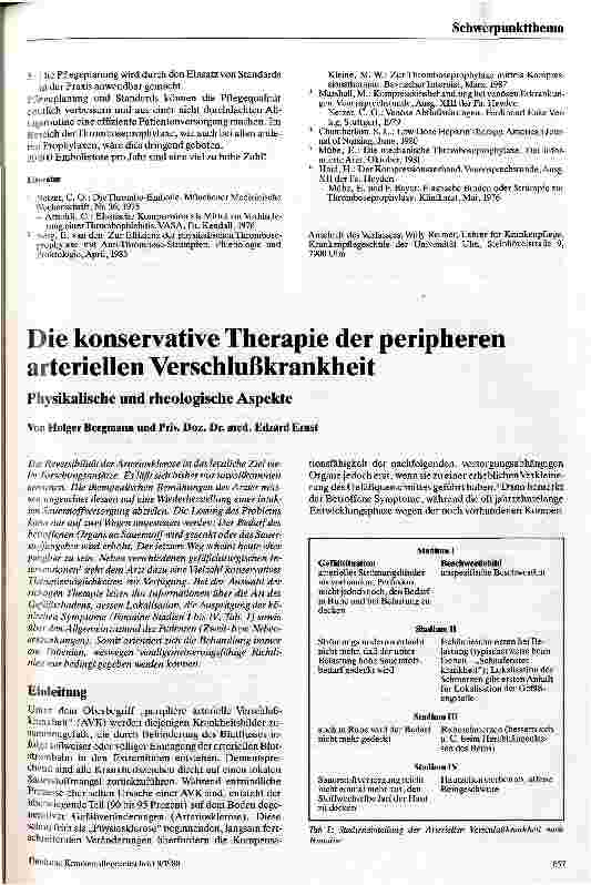 Vorschauseite 1: Die konservative Therapie der peripheren arteriellen Verschlußkrankheit //// Physikalische und rheologische Aspekte