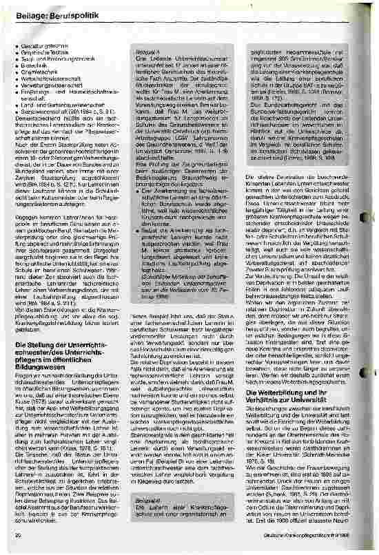 Vorschauseite 2: Die Unterrichtsschwester/der Unterrichtspfleger und ihre/seine Stellung im Bildungssystem und im Tarifvertrag