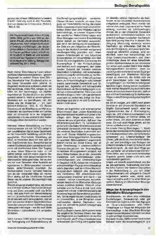 Vorschauseite 3: Die Unterrichtsschwester/der Unterrichtspfleger und ihre/seine Stellung im Bildungssystem und im Tarifvertrag