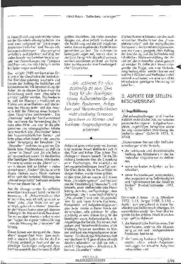 Vorschauseite 2: Stellenbeschreibungen Ihr prozeßhaftes Verständnis als Hilfe bei der Bewältigung auftretender Fragen