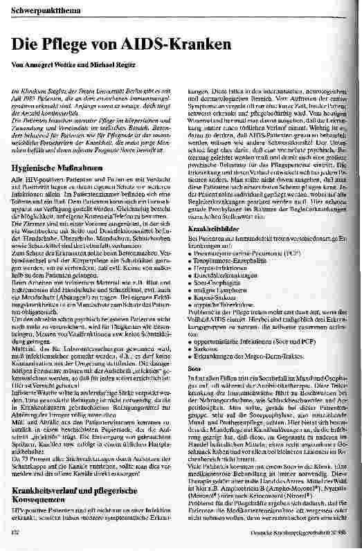 Vorschauseite 1: Die Pflege von AIDS-Kranken