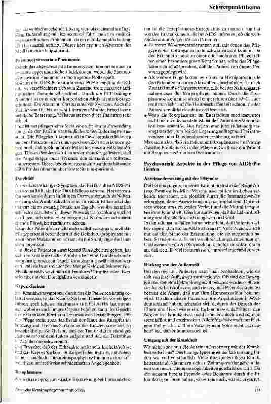 Vorschauseite 2: Die Pflege von AIDS-Kranken