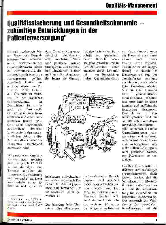 Vorschauseite 1: Qualitätssicherung und Gesundheitsökonomie - zukünftige Entwicklungen in der Patientenversorgung