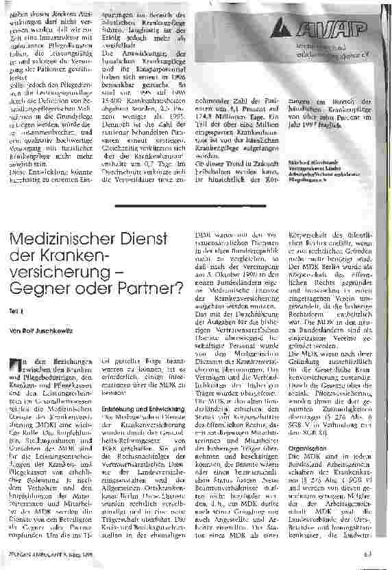Vorschauseite 1: Medizinischer Dienst der Krankenversicherung - Gegner oder Partner?