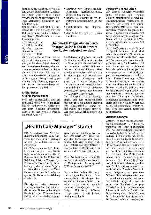 Vorschauseite 2: Change Management im psychiatrischen Krankenhaus