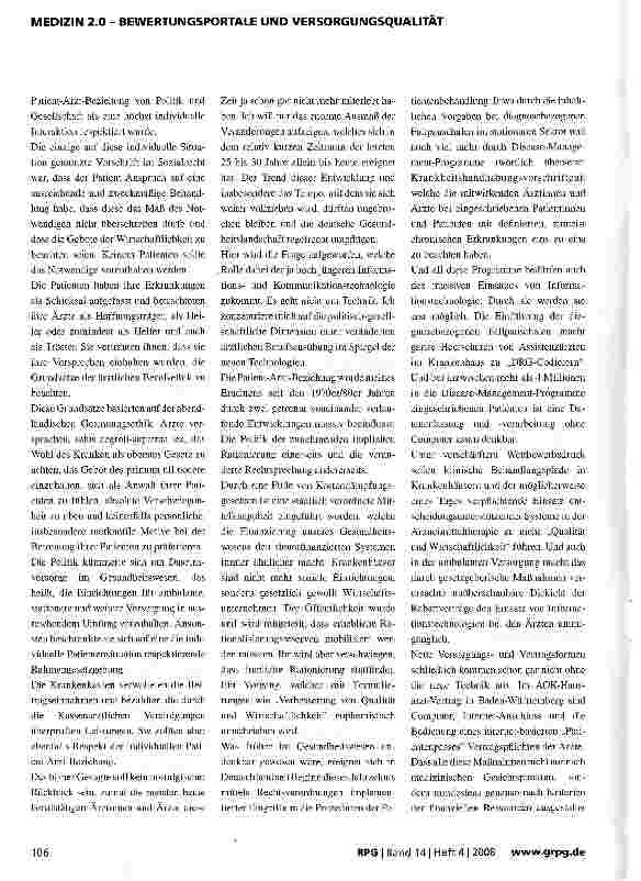 Vorschauseite 4: Medizin zwischen Mensch und Markt - der ärztliche Beruf im Spiegelbild moderner Informationsund Kommunikationstechnologien