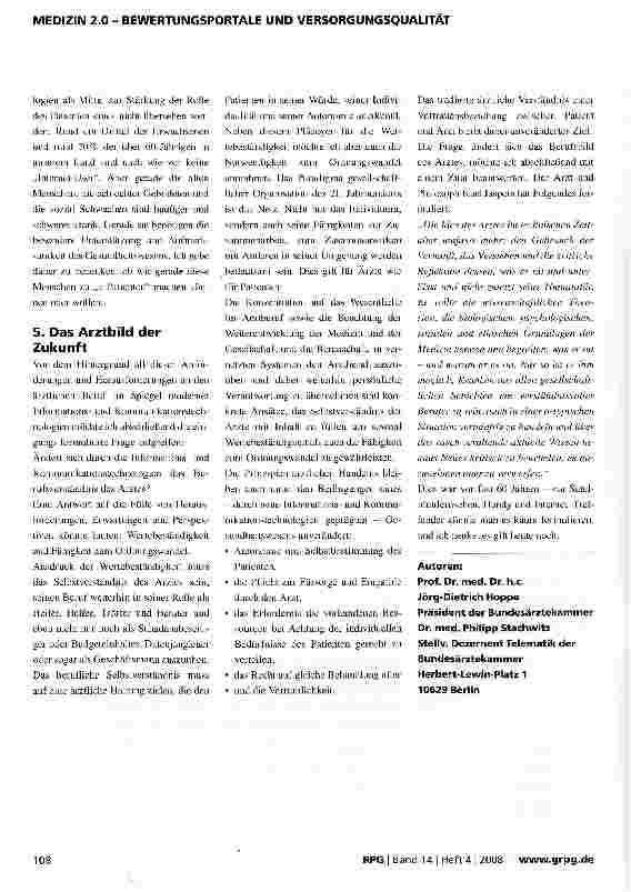Vorschauseite 6: Medizin zwischen Mensch und Markt - der ärztliche Beruf im Spiegelbild moderner Informationsund Kommunikationstechnologien