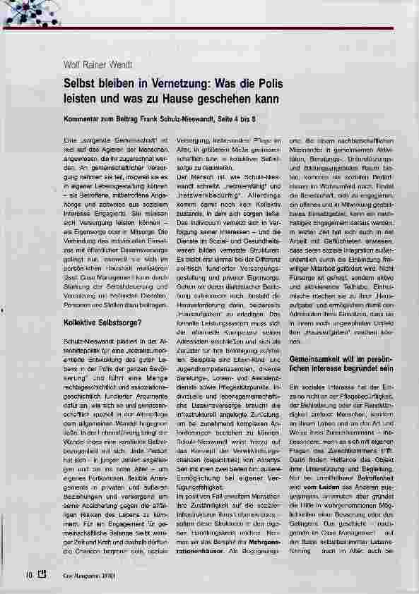 Vorschauseite 1: Selbst bleiben in Vernetzung: Was die Polis leisten und was zu Hause geschehen kann