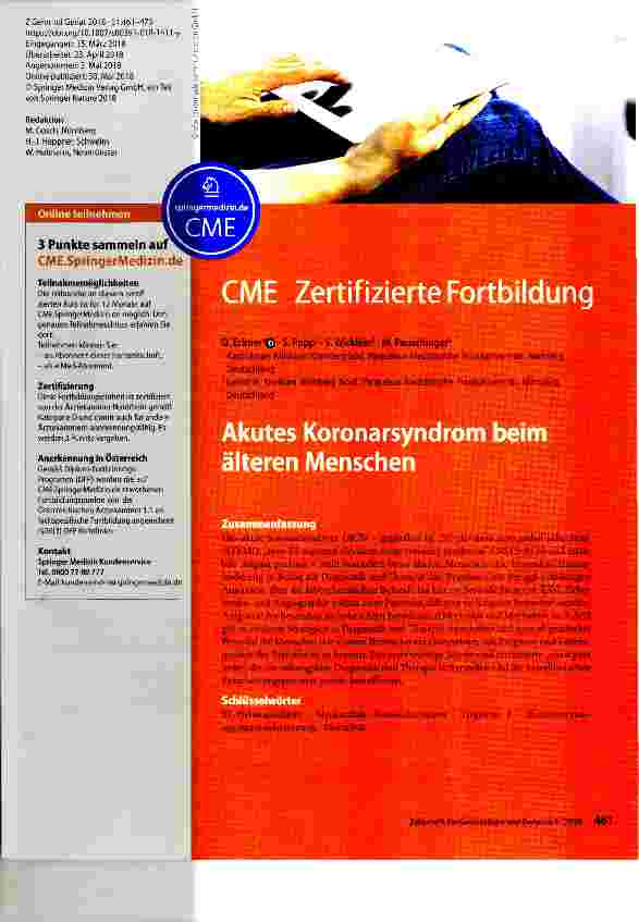 Vorschauseite 1: Akutes Koronarsyndrom beim älteren Menschen