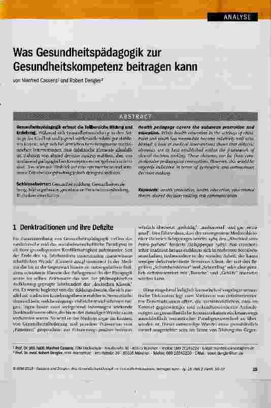 Vorschauseite 1: Was Gesundheitspädagogik zur Gesundheitskompetenz beitragen kann