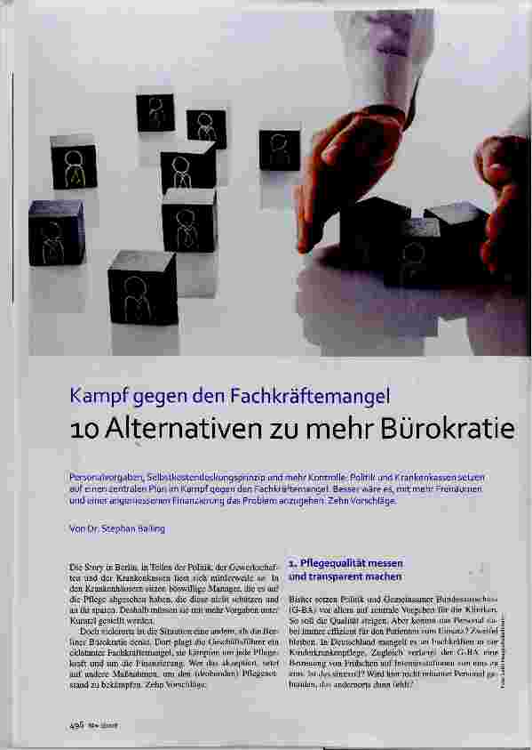 Vorschauseite 1: Kampf gegen den Fachkräftemangel 10 Alternativen zu mehr Bürokratie