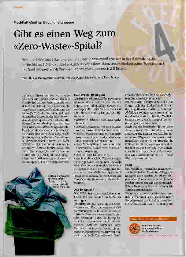 Vorschauseite 1: Gibt es einen Weg zum «Zero-Waste»-Spital?
