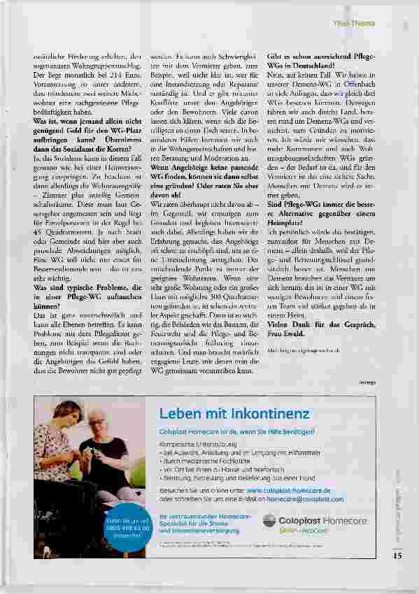 Vorschauseite 4: Eine Pflege-WG lebt vom Engagement der Angehörigen