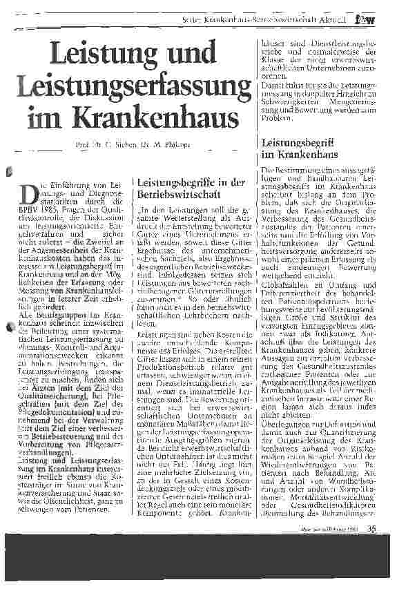 Vorschauseite 1: Leistung und Leistungserfassung im Krankenhaus