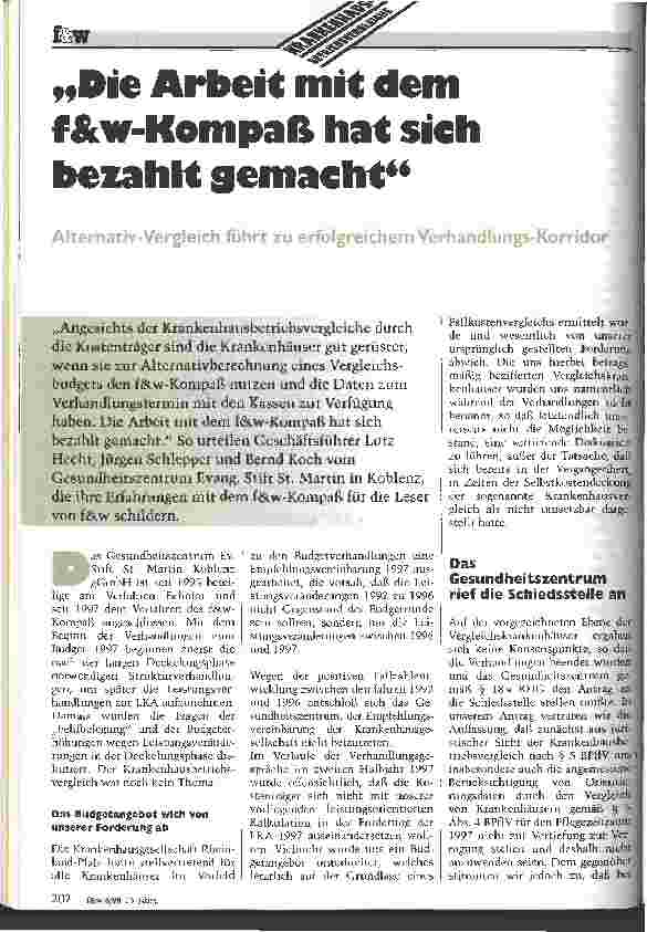 Vorschauseite 1: Die Arbeit mit dem f&w-Kompaß hat sich bezahlt gemacht