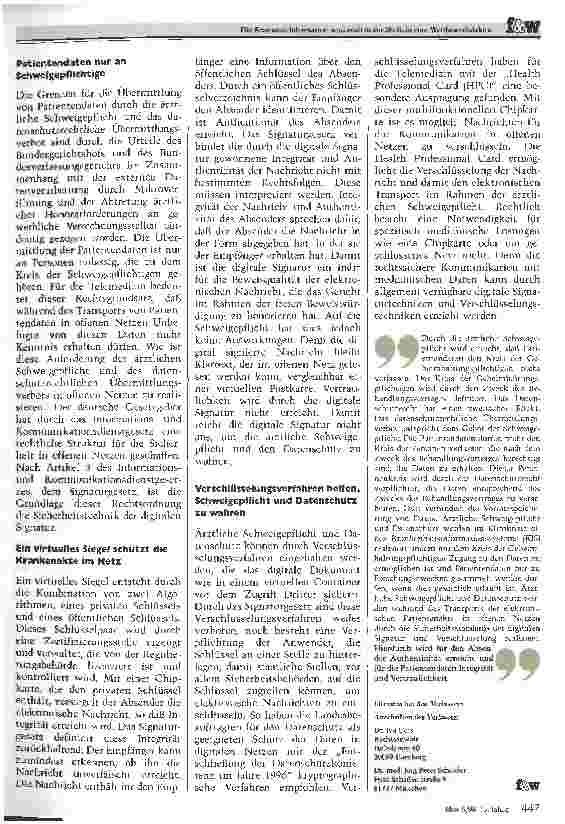 Vorschauseite 3: Die Ressource Information wird auch in der Medizin zum Wettbewerbsfaktor - Risiken und Nebenwirkungen der Telemedizin