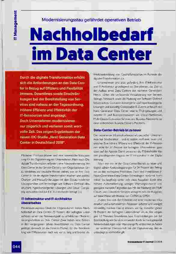 Vorschauseite 1: Nachholbedarf im Data Center