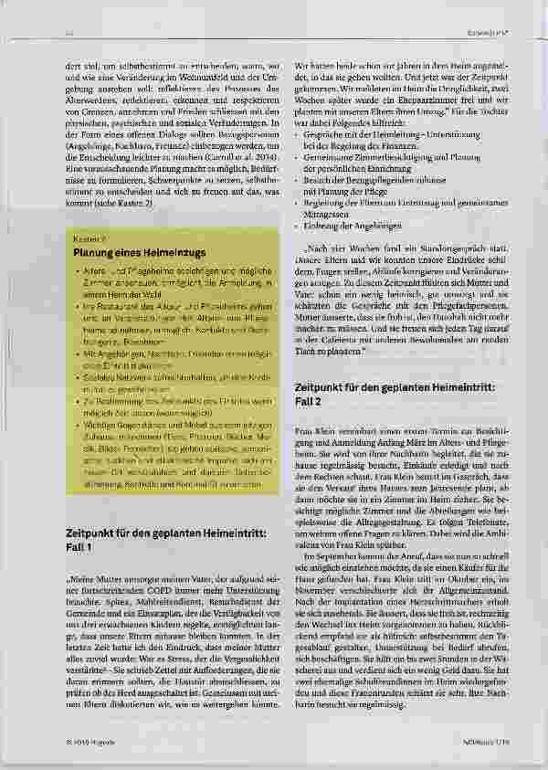Vorschauseite 2: Relokation: Wie kann der Übergang ins Pflegeheim aktiv mitgestaltet werden?