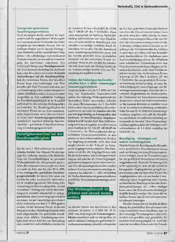 Vorschauseite 2: Was bedeutet das 2. ErwSchG für bestehende Sachwalterschaften?
