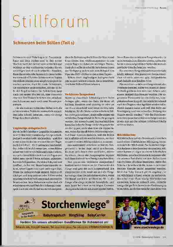 Vorschauseite 1: Stillforum Schmerzen beim Stillen (Teil1)