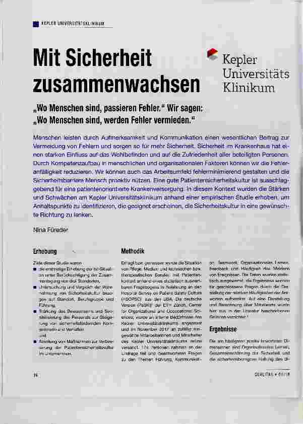 Vorschauseite 1: Mit Sicherheit zusammenwachsen