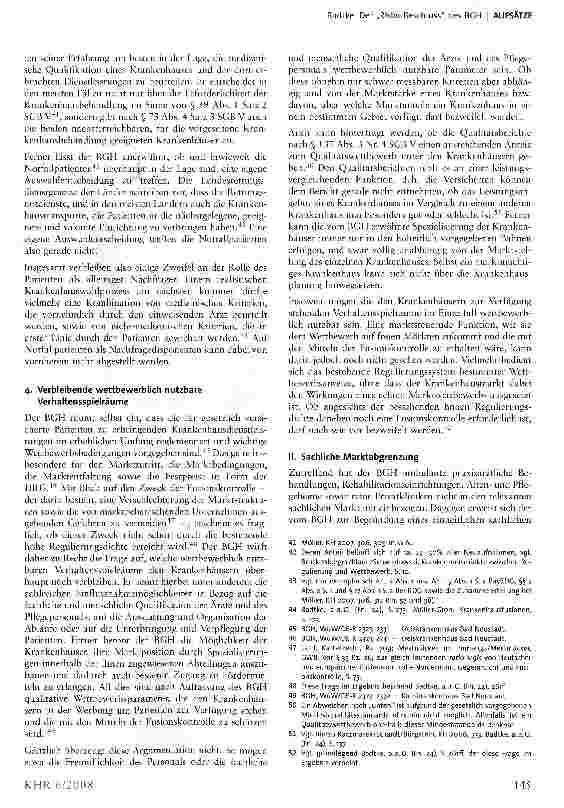 Vorschauseite 5: Der „Rhön-Beschluss des BGH - endlich Klarheit bei der Zusammenschlusskontrolle von Krankenhausfusionen? *