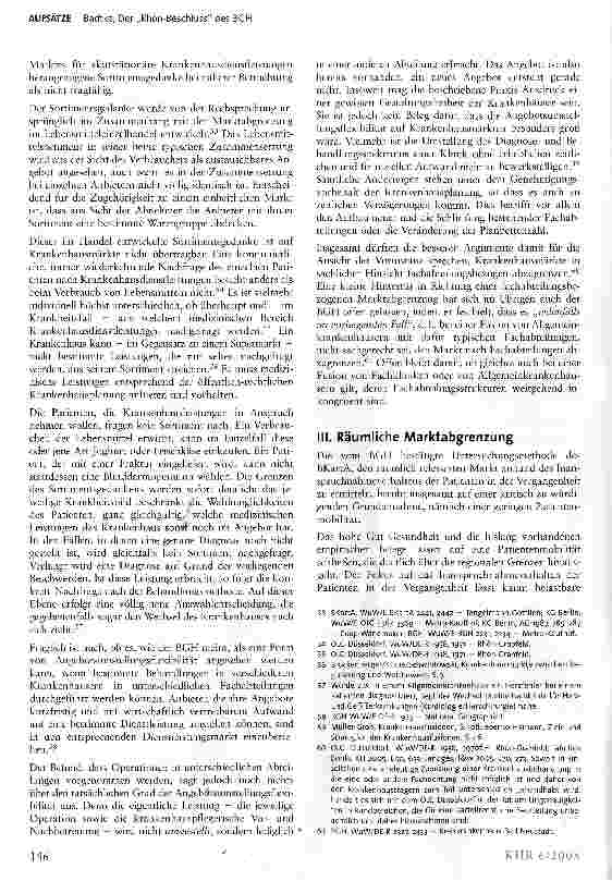 Vorschauseite 6: Der „Rhön-Beschluss des BGH - endlich Klarheit bei der Zusammenschlusskontrolle von Krankenhausfusionen? *