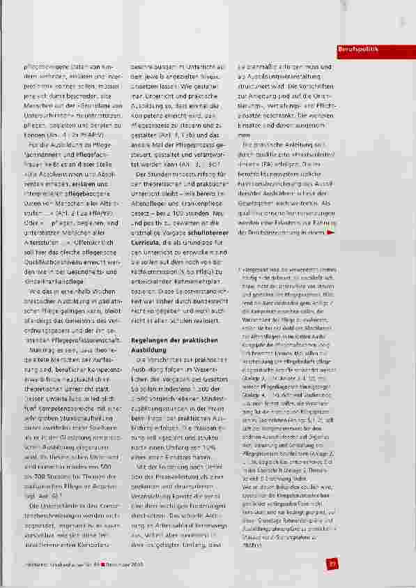 Vorschauseite 2: Ausbildungsreform der Pflegeberufe: Ausbildungsund Prüfungsverordnung verabschiedet