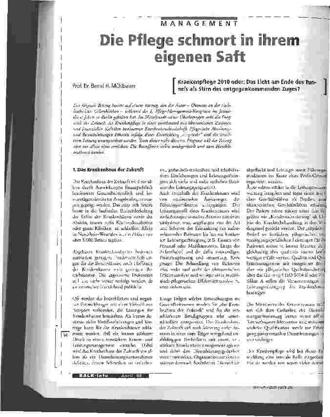 Vorschauseite 1: Die Pflege schmort in ihrem eigenen Saft Krankenpflege 2010 oder: Das Licht am Ende des Tunnels als Stirn des entgegenkommenden Zuges?