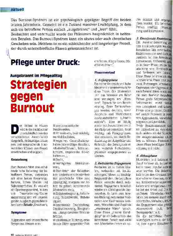 Vorschauseite 1: Pflege unter Druck: Ausgebrannt im Pflegealltag Strategien gegen Burnout