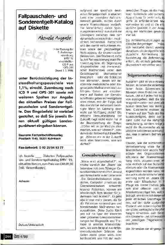 Vorschauseite 2: Unsere sittliche Verantwortung können wir nicht deligieren Auch ethische Entscheidungen brauchen Standards für Routinen
