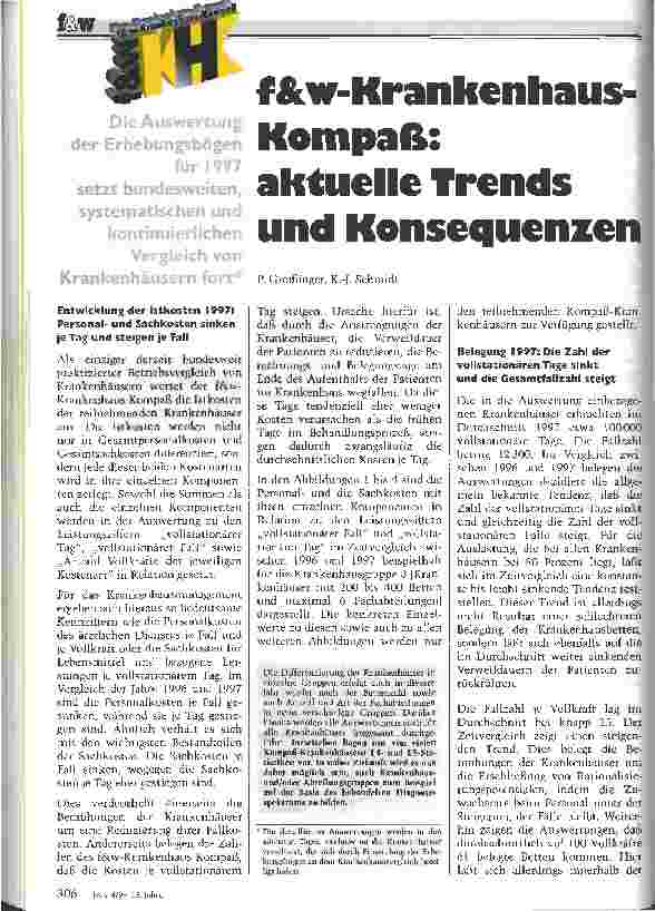 Vorschauseite 1: f&w-Krankenhaus-Kompaß: aktuelle Trends und Konsequenzen