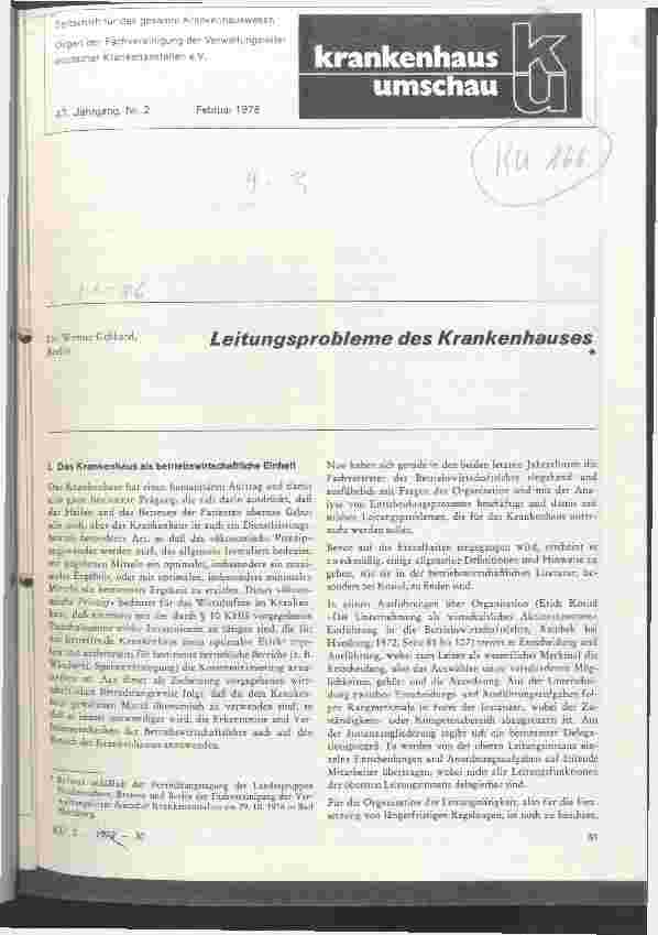 Vorschauseite 1: Leitungsprobleme des Krankenhauses
