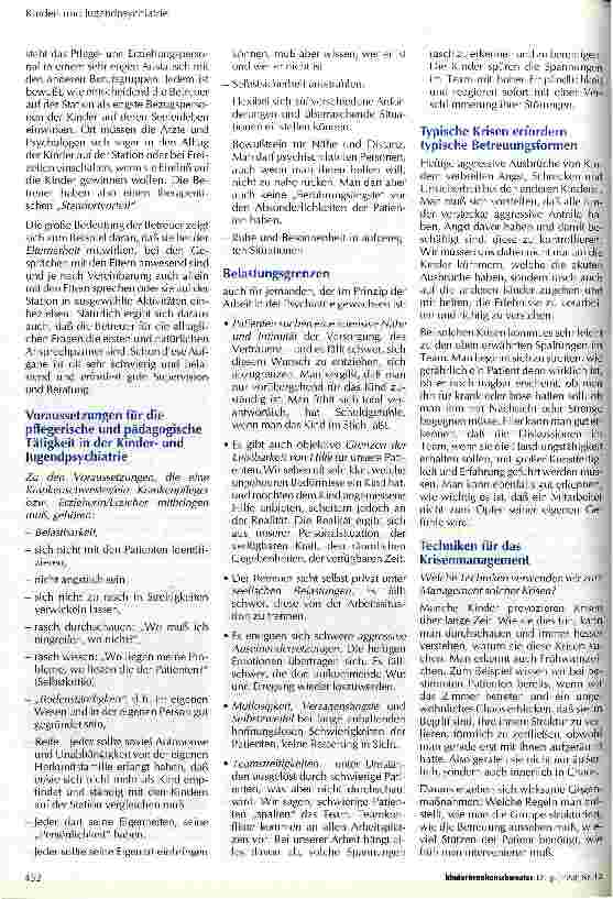 Vorschauseite 2: Aufgaben in der Kinderund Jugendpsychiatrie - aus Sicht der Krankenschwester