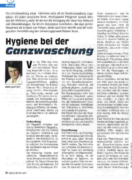 Vorschauseite 1: Hygiene bei der Ganzwaschung