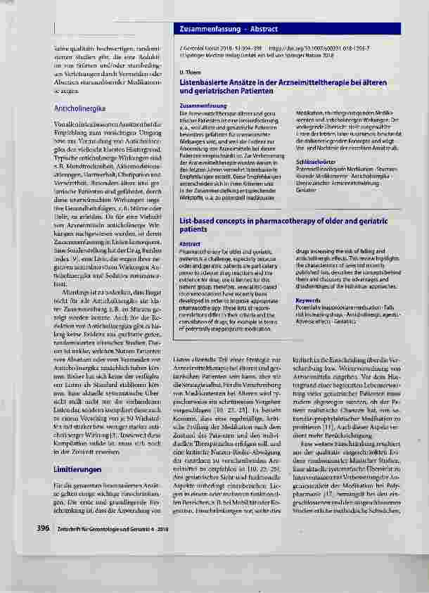 Vorschauseite 3: Listenbasierte Ansätze in der Arzneimitteltherapie bei älteren und geriatrischen Patienten