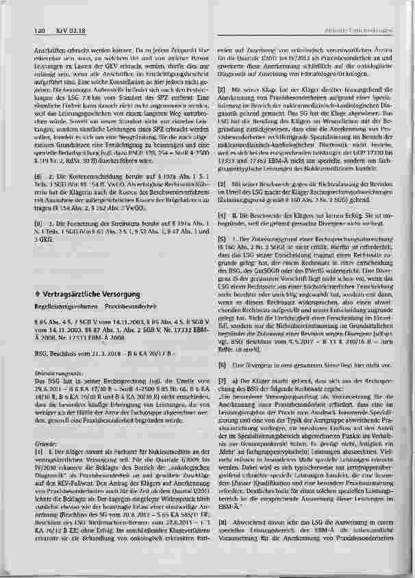 Vorschauseite 1: Vertragsärztliche Versorgung Regelleistungsvolumen - Praxisbesonderheit§ 85 Abs. 4 S. 7 SGB V vom 14.11.2003, § 85 Abs. 4 S. 8 SGB V vom 14.11.2003, §§ 87 Abs. 1, Abs. 2 SGB V, Nr…