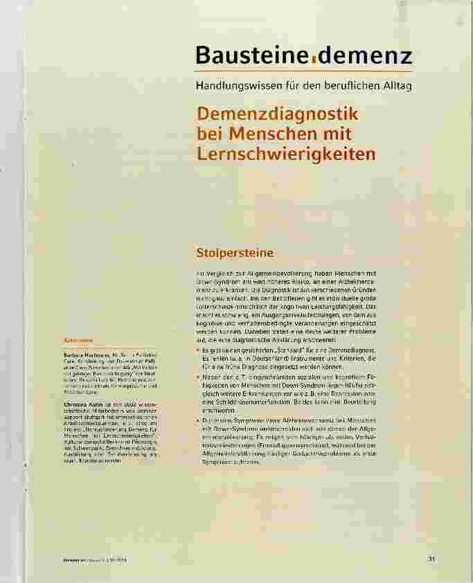 Vorschauseite 1: Demenzdiagnostik bei Menschen mit Lernschwierigkeiten