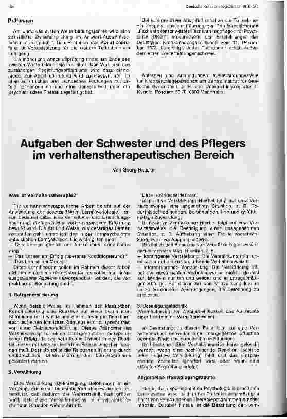Vorschauseite 1: Aufgaben der Schwestern und Pfleger im verwaltungstherapeutischen Bereich